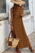 Southern Belle Stripe Print Open Back Sleeveless Maxi Dress
