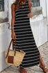 Southern Belle Stripe Print Open Back Sleeveless Maxi Dress