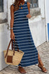 Southern Belle Stripe Print Open Back Sleeveless Maxi Dress