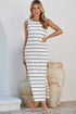Southern Belle Stripe Print Open Back Sleeveless Maxi Dress