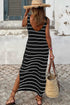 Southern Belle Stripe Print Open Back Sleeveless Maxi Dress