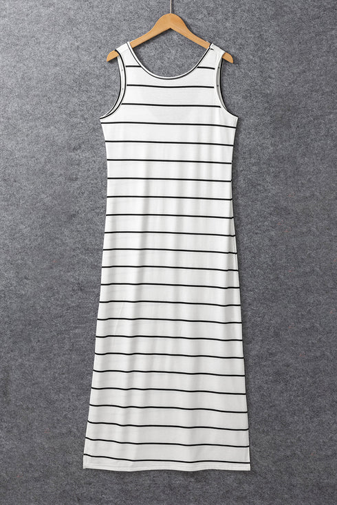 Southern Belle Stripe Print Open Back Sleeveless Maxi Dress