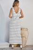 Southern Belle Stripe Print Open Back Sleeveless Maxi Dress