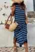 Southern Belle Stripe Print Open Back Sleeveless Maxi Dress