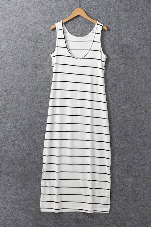 Southern Belle Stripe Print Open Back Sleeveless Maxi Dress
