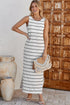 Southern Belle Stripe Print Open Back Sleeveless Maxi Dress