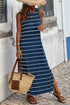 Southern Belle Stripe Print Open Back Sleeveless Maxi Dress