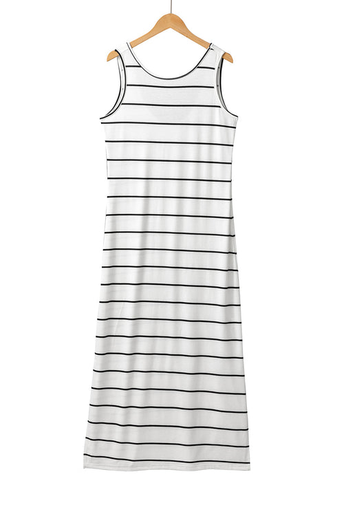 Southern Belle Stripe Print Open Back Sleeveless Maxi Dress