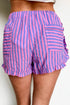 Southern Belle Stripe Ruffle Trim Elastic Waist Casual Shorts