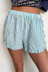 Southern Belle Stripe Ruffle Trim Elastic Waist Casual Shorts