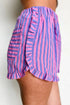 Southern Belle Stripe Ruffle Trim Elastic Waist Casual Shorts