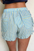 Southern Belle Stripe Ruffle Trim Elastic Waist Casual Shorts