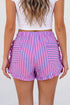 Southern Belle Stripe Ruffle Trim Elastic Waist Casual Shorts
