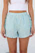 Southern Belle Stripe Ruffle Trim Elastic Waist Casual Shorts