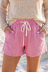 Southern Belle Striped Drawstring Elastic Waist Denim Shorts