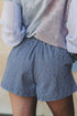 Southern Belle Striped Drawstring Elastic Waist Denim Shorts