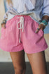 Southern Belle Striped Drawstring Elastic Waist Denim Shorts
