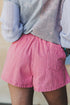 Southern Belle Striped Drawstring Elastic Waist Denim Shorts