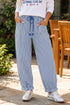 Southern Belle Striped Drawstring Loose Denim Pants