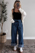 Southern Belle Striped Drawstring Pocketed Loose Jeans