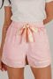 Southern Belle Striped Floral Trim Bow Casual Shorts