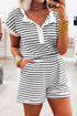 Southern Belle Striped Half Button Matching Short Set