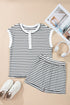Southern Belle Striped Half Button Matching Short Set
