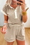 Southern Belle Striped Half Button Matching Short Set