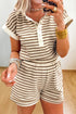 Southern Belle Striped Half Button Matching Short Set
