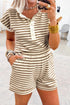 Southern Belle Striped Half Button Matching Short Set