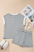 Southern Belle Striped Half Button Matching Short Set