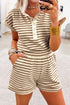 Southern Belle Striped Half Button Matching Short Set