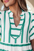 Southern Belle Striped Ricrac Trim Puff Sleeve Midi Dress