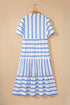 Southern Belle Striped Ricrac Trim Puff Sleeve Midi Dress