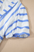Southern Belle Striped Ricrac Trim Puff Sleeve Midi Dress