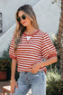 Southern Belle Striped Short Bubble Sleeve Tee