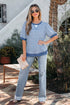 Southern Belle Striped Short Bubble Sleeve Tee