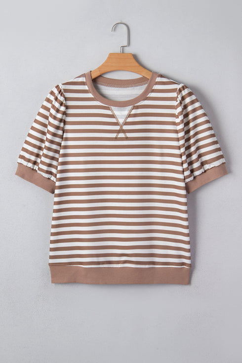 Southern Belle Striped Short Bubble Sleeve Tee