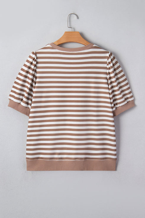 Southern Belle Striped Short Bubble Sleeve Tee
