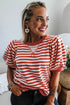 Southern Belle Striped Short Bubble Sleeve Tee