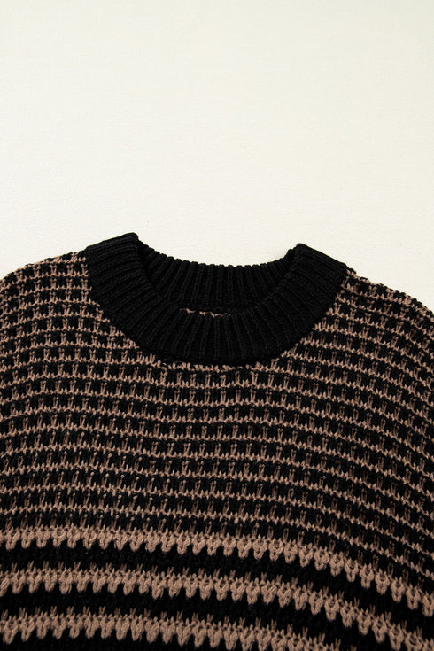 Southern Belle Striped Slouchy Knit Short Sleeve Sweater