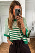 Southern Belle Striped Slouchy Knit Short Sleeve Sweater