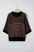 Southern Belle Striped Slouchy Knit Short Sleeve Sweater