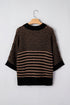 Southern Belle Striped Slouchy Knit Short Sleeve Sweater