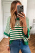 Southern Belle Striped Slouchy Knit Short Sleeve Sweater