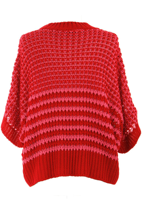 Southern Belle Striped Slouchy Knit Short Sleeve Sweater