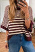 Southern Belle Striped Slouchy Knit Short Sleeve Sweater