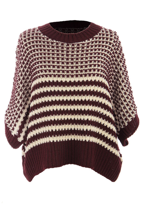 Southern Belle Striped Slouchy Knit Short Sleeve Sweater