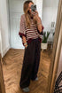 Southern Belle Striped Slouchy Knit Short Sleeve Sweater