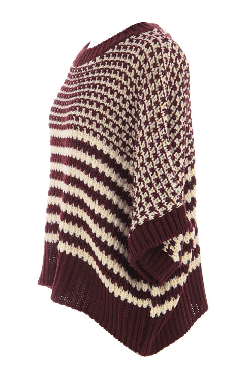 Southern Belle Striped Slouchy Knit Short Sleeve Sweater